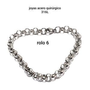 pulsera rolo 6 mm. ME/MZ Joyas acero quirúrgico 316L
