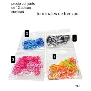 Terminales de trenzas 89C.  Conjunto de 12 bolsitas.