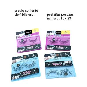 Pestañas postizas N 15 y 23. Conjunto de 4 blisters.