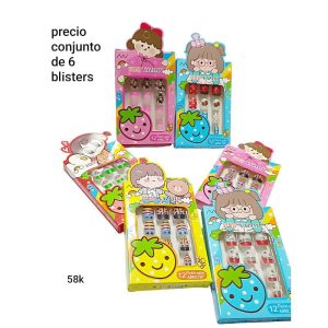 Uñas postizas infantiles MM 58K. Conjunto de 6 sets.