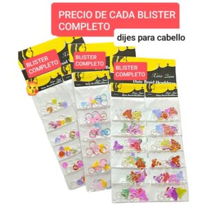 Dijes para el cabello (F). Blister completo. Modelos surtidos.