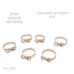 Anillos MM infinito. Tamaños surtidos. Conjunto de 6 unidades.