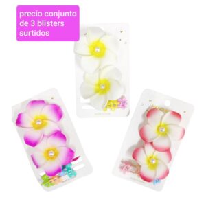 Set para cabello: gomas con flores y minibroches. Conjunto de 3
sets.