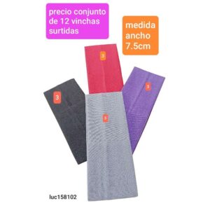Vinchas elásticas LucMD 158102. Colores surtidos. Conjunto de 12 unidades.