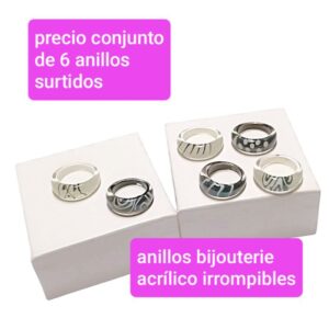 Anillos acrílicos. Conjunto de 6 unidades.