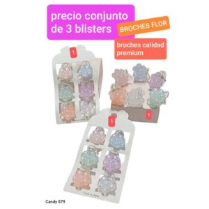 Minibroches Candy 879. Conjunto de 3 blisters.
