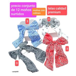 Colitas Candy 680. Con moños y  lazo. Conjunto de 12 unidades.