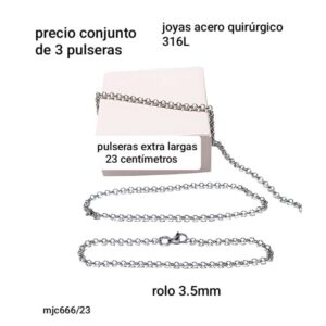 Pulseras MJC 666. Rolo x 23 cm. Conjunto de 3 unidades.