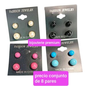 Aros perlas color. Conjunto de 4 blisters.