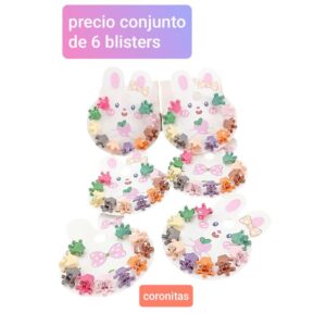 Minibroches coronitas. Conjunto de 6 blisters.