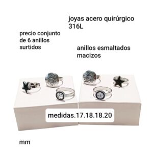 Precio conjunto de 6 anillos surtidos mm