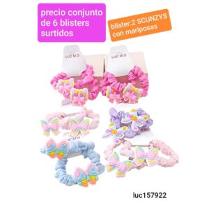 Scunzys LucMD 157922 con apliques mariposas. Conjunto de 6 blisters.