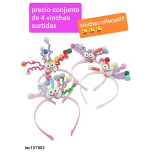 Vinchas LucMD 157803 con apliques re divertidos. Conjunto de 4 unidades.