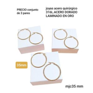 Aros MJC. Argollas 35mm. Conjunto de 3 pares.