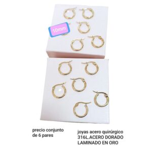 Aros MJC. Argollas 10mm. Conjunto de 6 pares.