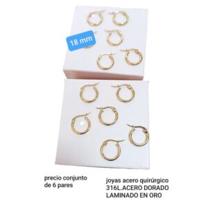 Aros MJC. Argollas 18mm. Conjunto de 6 pares.