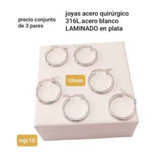 Aros MJC. Argollitas 10mm. Conjunto de 3 pares.