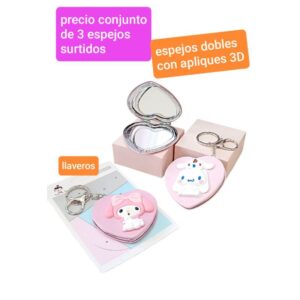 Espejos dobles con apliques. Conjunto de 3 unidades.
