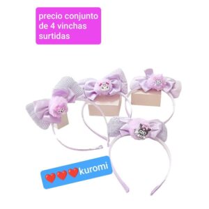 Vinchas con apliques Kuromi. Conjunto de 4 unidades surtidas.