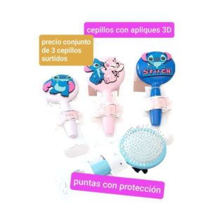 Cepillos con aplique Lilo y Stich. Conjunto de 3 unidades.