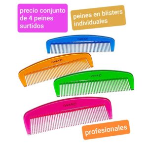 Peines colores metalizados. Conjunto de 4 unidades.