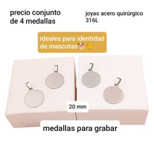 Medallas para grabar. Conjunto de 4 unidades.