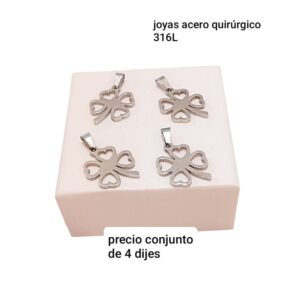 Dije trébol de buena suerte. Conjunto de 4 unidades.