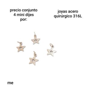 Dijes ME. Estrellas caladas. Conjunto de 4 unidades.