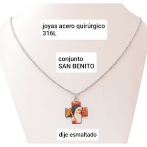 Conjunto LucMD: cadena + dije esmaltado San Benito.