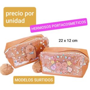 Porta cosméticos con diseño capibara. Modelos surtidos.