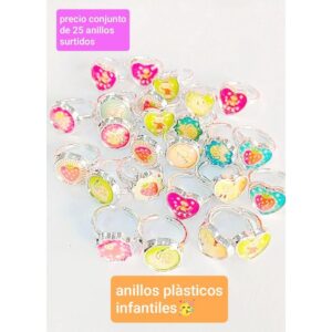 Anillos plásticos infantiles. Conjunto de 25 unidades.