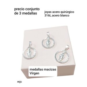 Medalla con virgen. Conjunto de 3 unidades.