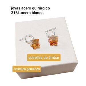 Aros LucMD. Argollitas con dije cristal estrella 🌟.