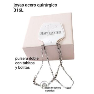 Pulsera MM 09.G. Cadena doble con tubitos.
