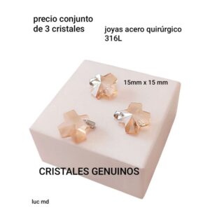 Dijes Cruces de cristal ámbar. Conjunto de 3 unidades.