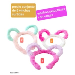 Vinchas LucMD 158304. Peluchines con orejas. Conjunto de 6 unidades.