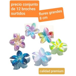 Broches flores grandes. Conjunto de 12 unidades.