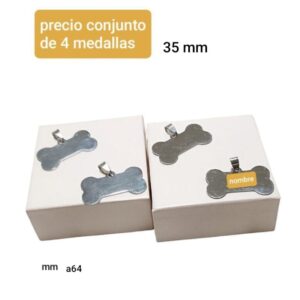 Dijes huesos para identificación de mascotas A64. Conjunto de 4 unidades.