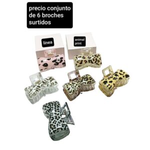 Broches animal print. Colores surtidos. Conjunto de 6 unidades.