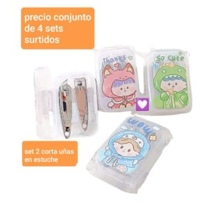 Corta uñas en estuche. Conjunto de 4 sets.