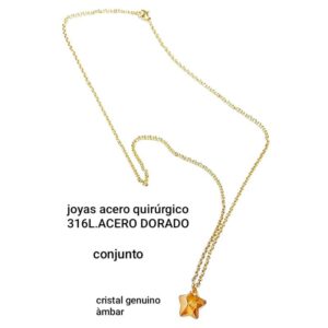 Conjunto LucMD: cadena con dije cristal estrella ámbar.