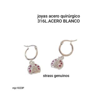 Aros MJC 1023P. Argollitas con dije vaquita de San Antonio.