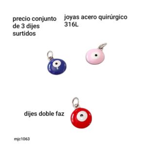 Dijes MJC 1063. Colores surtidos. Conjunto de 3 unidades.