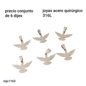 Dijes MJC 1163. Palomas. Conjunto de 6 unidades.