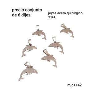Dijes MJC 1142. Delfines. Conjunto de 6 unidades.