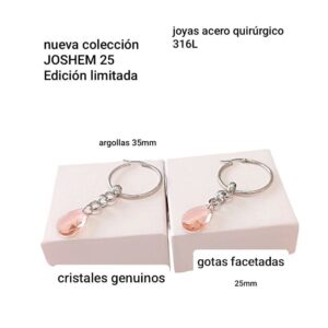 Aros LucMD. Argollas con cadena y gotas cristal.