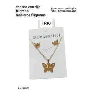 Trío LucMD: cadena con dije + aros.