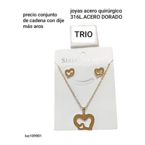 Trío LucMD: cadena con dije + aros.