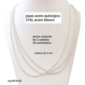 Cadena MJC 4076. Rolo 3mm x 50cm. Conjunto de 3 unidades.