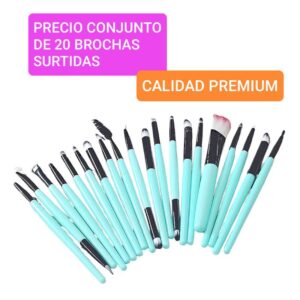 Brochas y pinceles para maquillaje. Conjunto de 20 unidades surtidas.